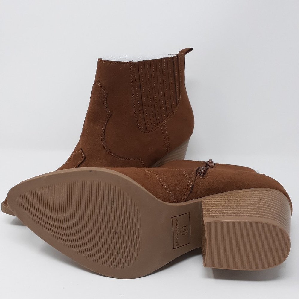 KAARI BLUE Charlie Faux Suede Booties Cognac Size 8 NIB - Picture 3 of 7